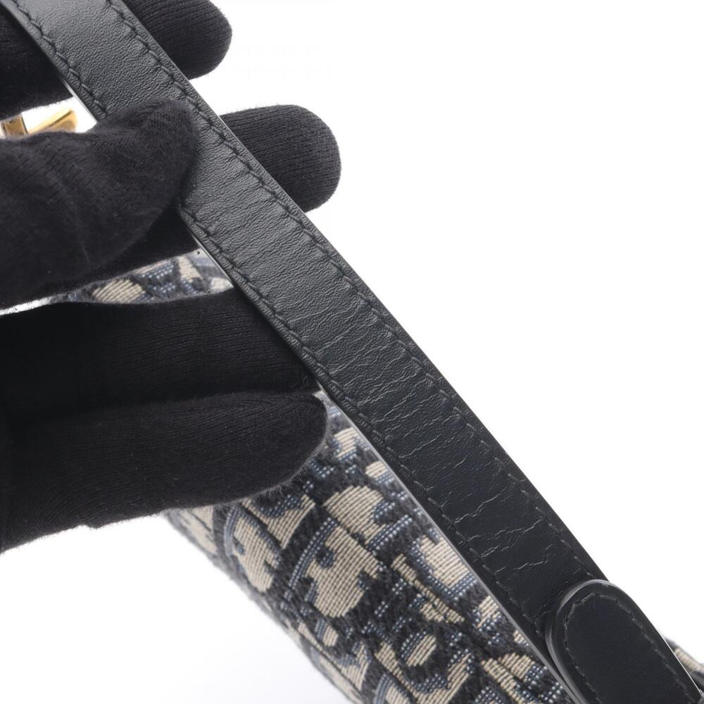 Dior Saddle Bag Oblique Jacquard Handbag Canvas Leather Ivory White Navy Blue - Picture 5 of 8